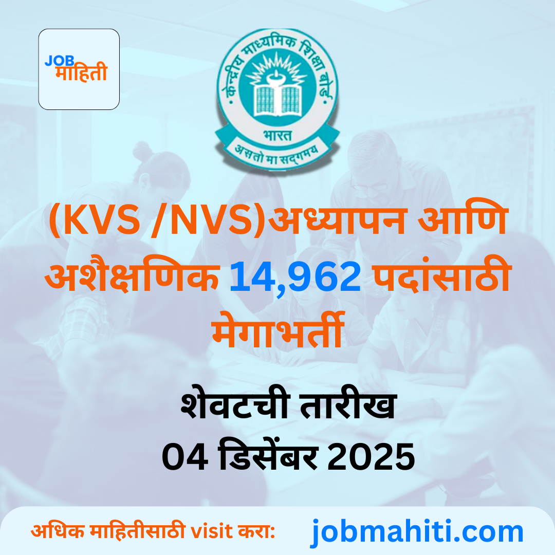 KVS NVS अध्यापन आणि अशैक्षणिक भर्ती 2025